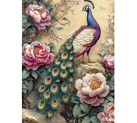 JUYIYUANFUZH Kit Inicio Bordado 11CT Pavos Reales En El JardíN De PeoníAs 2 Kit Punto De Cruz Con Hilos Y Tela Punto De Cruz Principiantes Adultos 15.7 * 19.7In