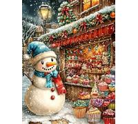 JUYIYUANFUZH Kit Inicio Bordado 11CT Tienda De Postres MuñEco De Nieve NavideñO 10 Kit Punto De Cruz Con Hilos Y Tela Punto De Cruz Principiantes Adultos 15.7 * 19.7In