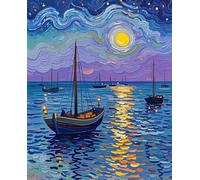 JUYIYUANFUZH Kit Inicio Bordado 11CT Un Barco Navegando Hacia Las Estrellas Kit Punto De Cruz Con Hilos Y Tela Punto De Cruz Principiantes Adultos 15.7 * 19.7In