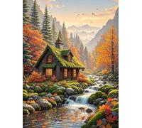 JUYIYUANFUZH Kit Punto De Cruz Con Hilos Y Tela Kit Inicio Bordado 11CT Casa De Cuento De Hadas De OtoñO C Punto De Cruz Principiantes Adultos 40×50Cm