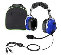 JUYODE Auriculares de aviación con cancelación de ruido para piloto, vuelo, escuela, estudiantes, doble enchufe GA, auriculares de helicóptero (azul)
