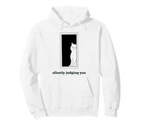 Juzgándote en Silencio Gatos Blancos Divertidos Sarcástico Mujeres Chicas Sudadera con Capucha