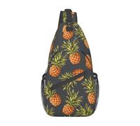 JUZGTSIT Bolsa bandolera estampada para hombres y mujeres, mochila cruzada ajustable para el hombro, bolsa de pecho casual, bolsa de deporte, viajes, senderismo, mochila de día, piña