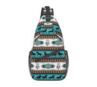 JUZGTSIT Bolsa bandolera estampada para hombres y mujeres, mochila cruzada ajustable para el hombro, bolsa de pecho casual, bolsa de deporte, viajes, senderismo, mochila de día, caballo navajo