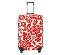 JUZGTSIT Bstract - Funda protectora elástica mediana para maleta, diseño de búho para cajuela de 19 a 32 pulgadas, Flores rojas y beige, L, Clásico