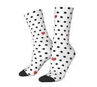 JUZGTSIT Calcetines de lunares rojos, calcetines blancos y negros, calcetines para mujeres y hombres, calcetines casuales de moda, Lunares _V13, Altoa única