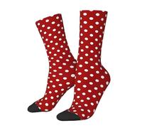 JUZGTSIT Calcetines de lunares rojos, calcetines blancos y negros, calcetines para mujeres y hombres, calcetines casuales de moda, Lunares _V10, Altoa única