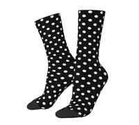 JUZGTSIT Calcetines de lunares rojos, calcetines blancos y negros, calcetines para mujeres y hombres, calcetines casuales de moda, Lunares _V12, Altoa única
