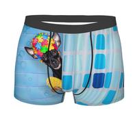 JUZGTSIT Calzoncillos tipo bóxer para hombre, transpirables, suaves, ligeros, elásticos, ropa interior para hombres y adolescentes, Prague Ratter Dog in Bathtub, L