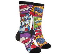 JUZGTSIT Divertidos calcetines de tubo Crazy Crew, calcetines casuales para hombre y mujer, Retro Pop Art Comic, Altoa única