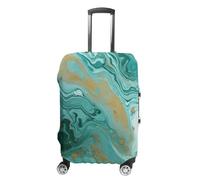 JUZGTSIT Funda de equipaje de mano con diseño de mármol verde azulado y dorado aprobada por la TSA, se adapta a 18-32 pulgadas, estilo, funda elástica pequeña para maleta, funda protectora para maleta