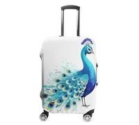 JUZGTSIT Funda de equipaje de mano con diseño de pavo real azul de dibujos animados aprobada por la TSA, se adapta a 18-32 pulgadas, estilo, pequeña funda elástica para equipaje, funda protectora para