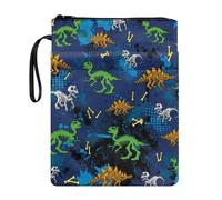 JUZGTSIT Funda para libros de dinosaurios y tapa dura para niños, con bolsillo frontal y correa de asa, protector de libros con cremallera