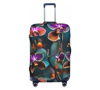 JUZGTSIT Funda protectora elástica para maleta, con estampado de orquídeas verde azulado y naranja de 18 a 28 pulgadas, White, S, Clásico