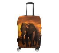 JUZGTSIT Funda protectora elástica para maleta, diseño de elefante para padres e hijos de 19 a 32 pulgadas, color blanco, pequeño, flores y animales, White, L, Clásico