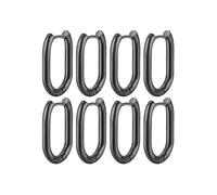 JUZICHEN 4 Pares Pendientes Aro Mujer, Hipoalergenicos Pendientes Aros Acero Inoxidable, 16/18/21/25mm Aros Mujer Pequeños Oro/Plata/Negro/Oro rosa (Nero, 18 mm)
