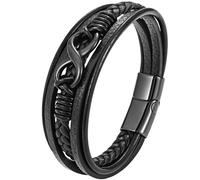 JUZICHEN Pulsera Hombre, Pulseras Cuero Hombre, Pulsera Hombre Acero Inoxidable, Pulseira Cruces Para Homem, Pulsera Árbol De La Vida (Estilo C2)