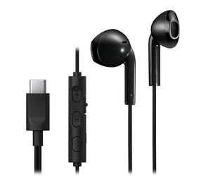 JVC Auriculares Boton con Cable USB-C | Microfono | Ajuste Cómodo | In Ear Ligeros | Resistencia al Sudor | IPX2 | Cascos Ordenador | con Cable - Negro HA-FR17UC
