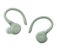 JVC Auriculares Inalámbricos Deportivos HA-EC75T, Ganchos Ajustables, 40h Batería, Cancelación de Ruido + Modo Ambiente, Resistencia IP57, Baja Latencia, Micrófono - Verde