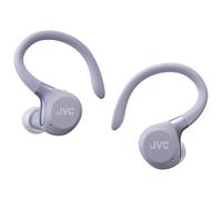 JVC Auriculares Inalámbricos Deportivos HA-EC75T, Ganchos Ajustables, 40h Batería, Cancelación de Ruido + Modo Ambiente, Resistencia IP57, Baja Latencia, Micrófono - Violeta