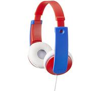 JVC - Auriculares para niños, limitador de Volumen, Seguridad para niños, Longitud Ajustable, Auriculares para niños pequeños, Pegatinas Divertidas Incluidas - HA-KD7-R (Rojo)