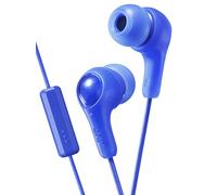JVC Blue GUMY Auriculares intraurales con Almohadillas para Orejas y micrófono Que se Mantienen en Forma. Cable de Color con Cable de 3.3 pies con Conector para Auriculares. Auriculares pequeños,