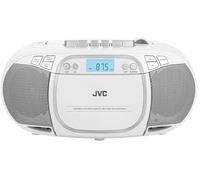 JVC Boombox RC-E451W - Reproductor de CD portátil con Bluetooth, sintonizador FM, USB y AUX, Reproduce MP3, CD-R/CD-RW, estéreo de 3,2 W, Pantalla LCD, Compacto y Ligero