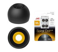JVC EPFX10 - Juego de 4 Almohadillas para Orejas en Espiral, tamaños pequeño a Grande, se Adapta a Muchos Modelos JVC (Mediano-Grande), Color Negro