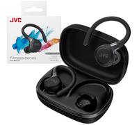 JVC Fitness Series - Auriculares deportivos inalámbricos con ganchos ajustables, cancelación activa de ruido, modo de sonido ambiental, IP57 impermeable, batería de 40 horas de duración, ecualizador