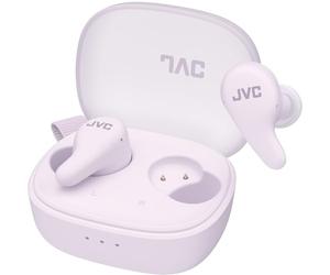 JVC Gumy Premium Auriculares Bluetooth True Wireless con Cancelación de Ruido, Bluetooth 5.4, Modo Ambiente, Baja Latencia, 26h batería, Estuche Translúcido USB-C, Violeta Grape Yogurt - HA-A23T-V