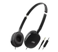 JVC HA-S160M-B Flats - Auriculares Plegables y compactos en Color de Moda Brillante, con Interruptor para micrófono de Encendido/Apagado, Ideal para teletrabajo y seminarios en línea (Negro)