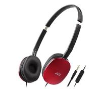 JVC HA-S160M-R Flats - Auriculares Plegables y compactos en Color de Moda Brillante, con Interruptor para micrófono de Encendido/Apagado, Ideal para teletrabajo y seminarios en línea (Rojo)