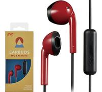 JVC HAF19MRB Auriculares Vintage IPX2 a Prueba de Sudor, Incluye micrófono y Control Remoto (Rojo/Negro)