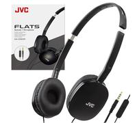 JVC HAS160MB - Auriculares Planos Plegables Coloridos Negros con Control Remoto y micrófono, Chapado en Oro de 3.5 mm, Enchufe Delgado de 3.5 mm