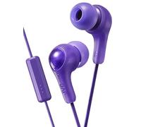 JVC Purple GUMY Auriculares intraurales con Almohadillas para Orejas y micrófono Que se Mantienen en Forma. Cable de Color con Cable de 3.3 pies con Conector para Auriculares. Auriculares pequeños,