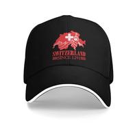 JVCEZRMLQ Mapa Personalizado de Suiza Montañas Alpes Desde 1291 Gorra de béisbol Suiza Hombres, Mujer Sombrero de papá Transpirable Sombrero Snapback de Exterior