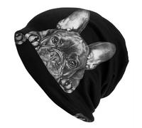 JVCEZRMLQ Perro francés Personalizado, Gorros de Bulldog francés, Gorros de Punto Callejero para Hombres, Mujeres, Calaveras de Invierno, Gorros, Gorros