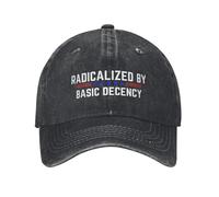 JVCEZRMLQ Radicalizado por la decencia básica Divertida Social Democracia Citas sarcásticas Hombres Gorra de béisbol Desgastada Lavadas Sombrero Regalo Tocado