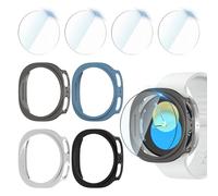 Jvchengxi 4+4Piezas Funda 40mm para Samsung Galaxy Watch 8 Protector, Antiarañazos PC Carcasa + HD Protector de Pantalla de Cristal Templado para Galaxy Watch 8 40mm(Negro+Plat AzulNube+GrisEspacial)