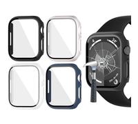 Jvchengxi [4 Piezas Mate Funda 41mm para Apple Watch Series 9/8 / 7, HD Antiarañazos Vidrio Templado Protector de Pantalla Estuche PC Protectora Carcasa (Nero+Blanco+Estrella+Azul Medianoche)