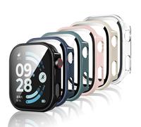 Jvchengxi 6-Colores Funda para Xiaomi Redmi Watch 6, Duro PC Carcasa Protección Completa Antiarañazos Vidrio Templado Protector de Pantalla Case para Xiaomi Redmi Watch 6