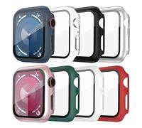 Jvchengxi [8 Piezas Mate Funda 41mm para Apple Watch Series 9 / Series 8 / Series 7 Protector Pantalla, PC Carcasa Protectora + HD Vidrio Templado Antiarañazos Estuche Cobertura Total iWatch 9/8/7