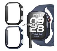Jvchengxi Funda para Xiaomi Redmi Watch 6 Protector de Pantalla, 2-Piezas Duro PC Carcasa Protectora Antiarañazos Vidrio Templado Protección Completa Estuche Case Redmi Watch 6 (Negro+Azul)