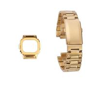 JVEIWAD Accesorios de modificación de reloj Caja con correa de metal de acero inoxidable compatible con la correa de reloj Casio G-SHOCK Small Block DW5600 GW-B5600 DW5610(Gold set,GWM-5610mm)