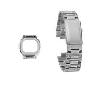 JVEIWAD Accesorios de modificación de reloj Caja con correa de metal de acero inoxidable compatible con la correa de reloj Casio G-SHOCK Small Block DW5600 GW-B5600 DW5610(Silver set,GM-5600mm)