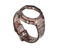 JVEIWAD Caja de goma transparente + correa compatible con Casio G-SHOCK GA-2100 Modificación de moda Correa de reloj deportiva con borde de reemplazo de gelatina azul y roja(Transparent black)