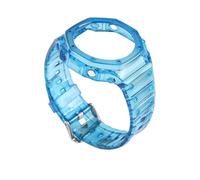 JVEIWAD Caja de goma transparente + correa compatible con Casio G-SHOCK GA-2100 Modificación de moda Correa de reloj deportiva con borde de reemplazo de gelatina azul y roja(Transparent blue)