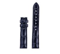 JVEIWAD Compatible con correa de cuero de cocodrilo Hi-Q 15 16 17 18 Correa de reloj azul negro rojo Compatible con la serie Jaeger-lecoultre REVERSO RENDEZ-VOUS MASTER CONTROL(Blue-NO BK,17mm)