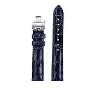JVEIWAD Compatible con correa de cuero de cocodrilo Hi-Q 15 16 17 18 Correa de reloj azul negro rojo Compatible con la serie Jaeger-lecoultre REVERSO RENDEZ-VOUS MASTER CONTROL(Blue-Silver,17mm)
