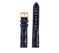 JVEIWAD Compatible con correa de cuero de cocodrilo Hi-Q 15 16 17 18 Correa de reloj azul negro rojo Compatible con la serie Jaeger-lecoultre REVERSO RENDEZ-VOUS MASTER CONTROL(Blue-RG pin,15mm)